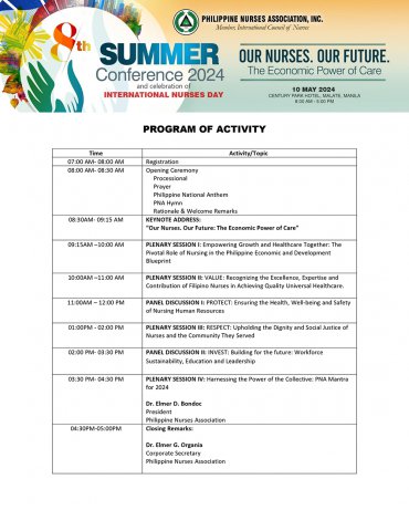 PNA 8th Summer Convention Activities